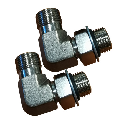 Nippelsats för styrpump hydraul,  90 grader (2-pack)